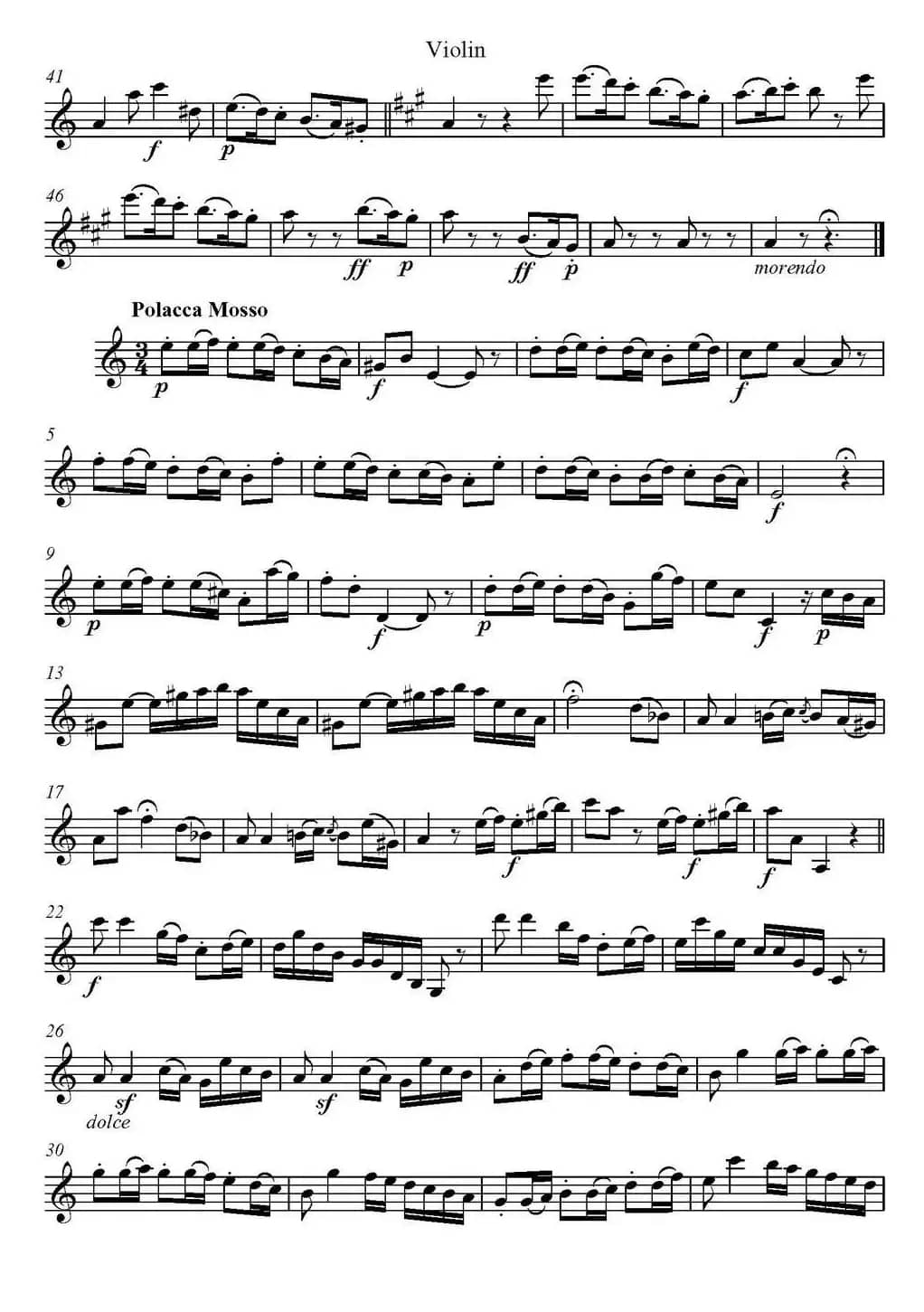 帕格尼尼六首《小提琴和吉他二重奏》 (M.S.110)（小提琴分谱）