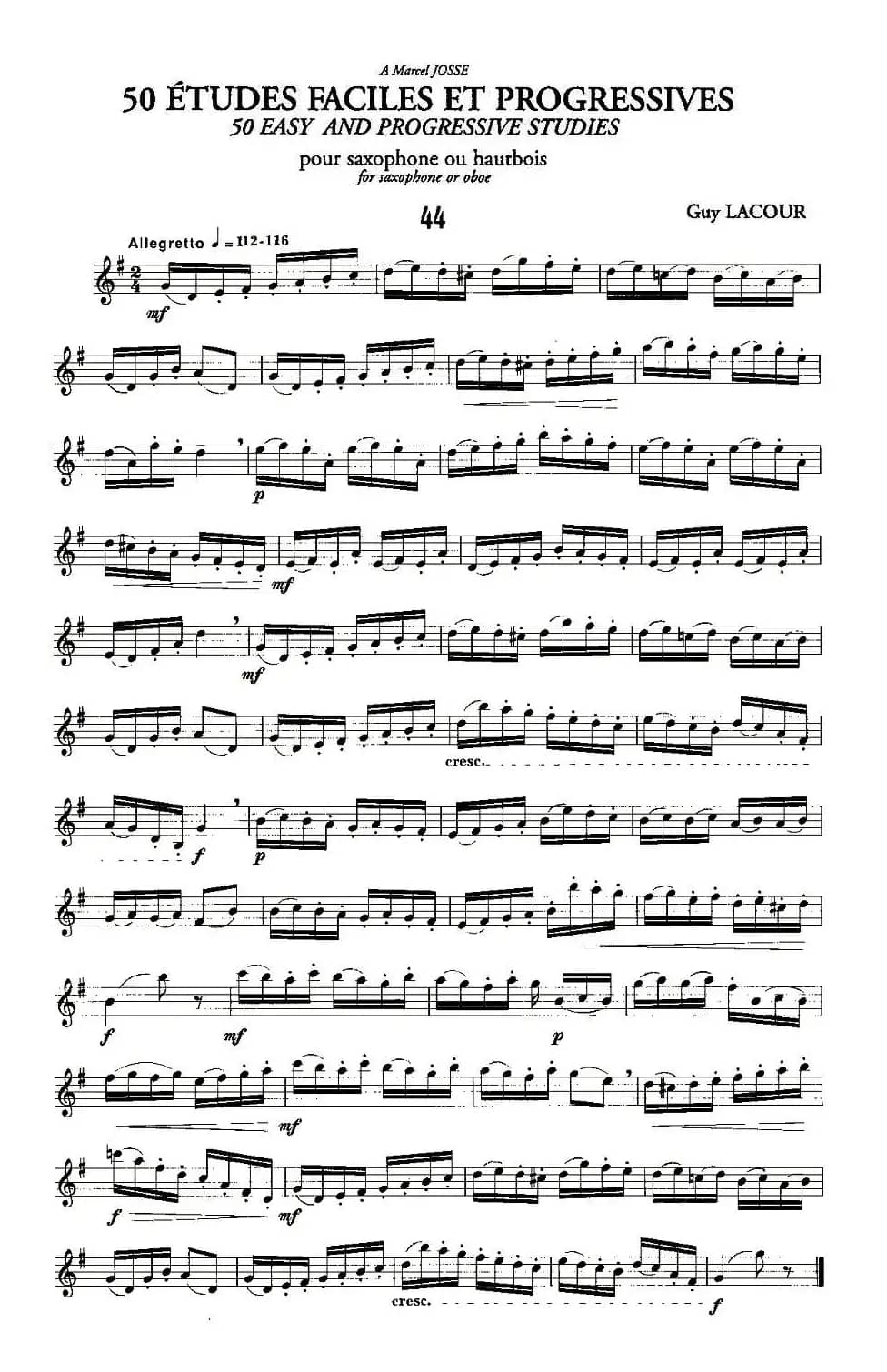 Guy Lacour 50 首萨克斯练习曲之44