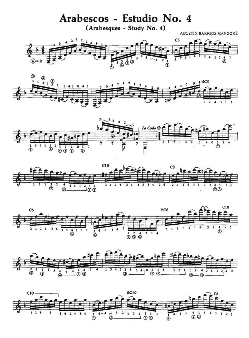 Arabescos-Estudio No.4（古典吉他）