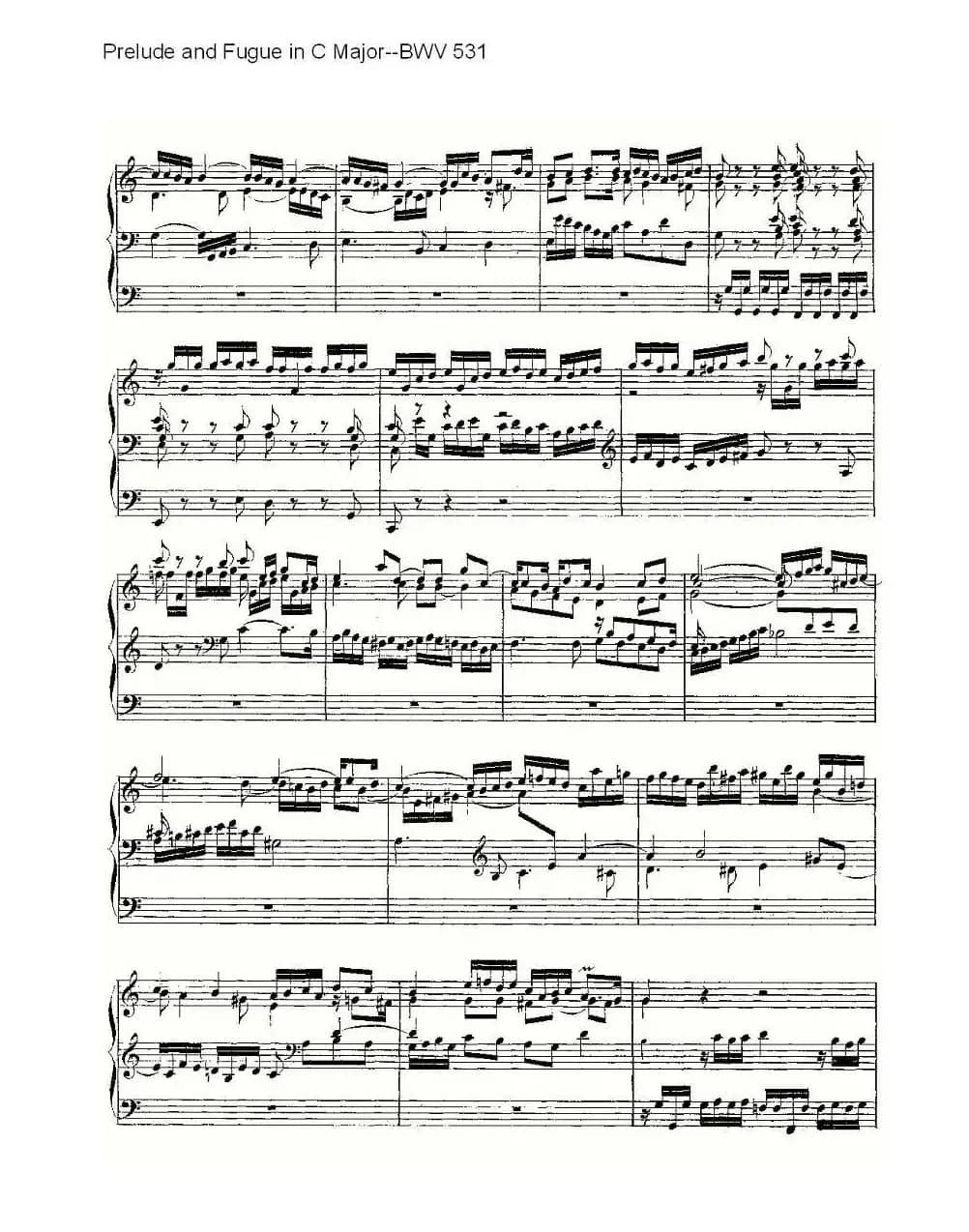  Prelude and Fugue in C Major--BWV 531 （管风琴谱）