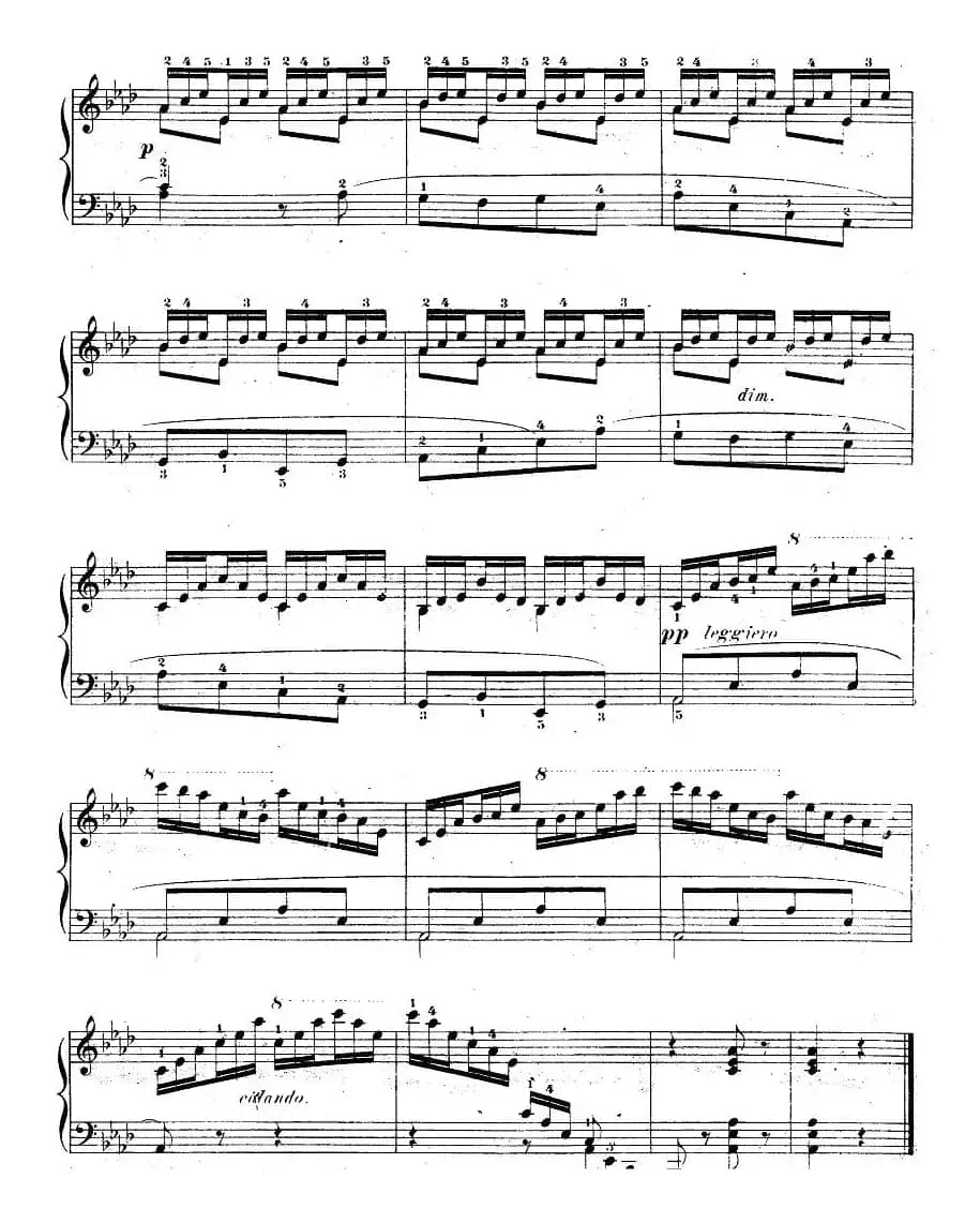 车尔尼《钢琴手指灵巧初步练习曲》之20