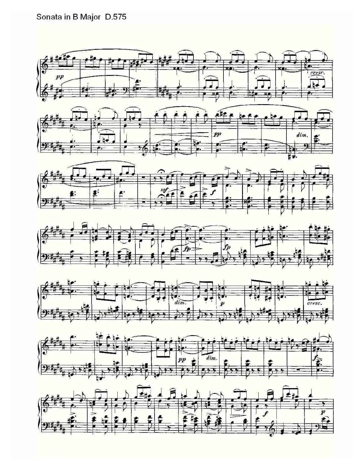Sonata in B Major D.575（B大调奏鸣曲 D.575）
