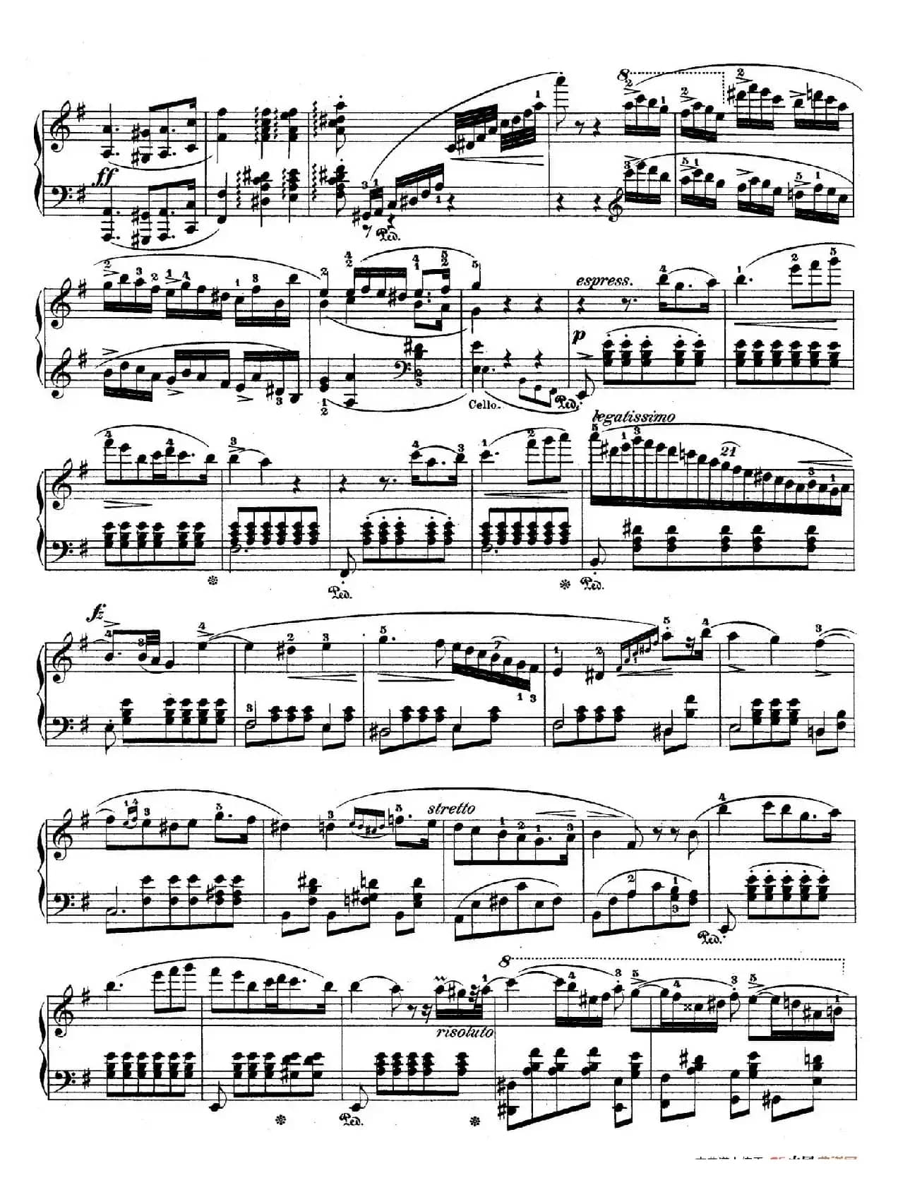 e小调第一钢琴协奏曲 Op.11(钢琴独奏版·第一乐章)