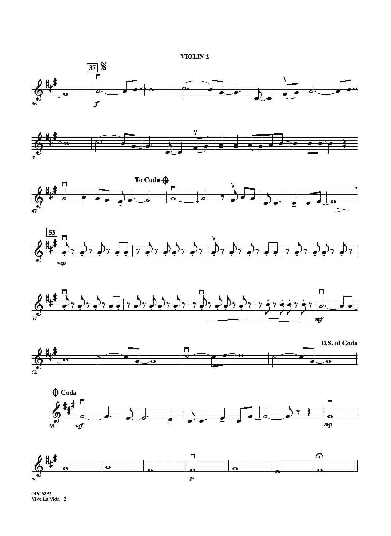 VIVA LA VIDA（第二小提琴分谱）