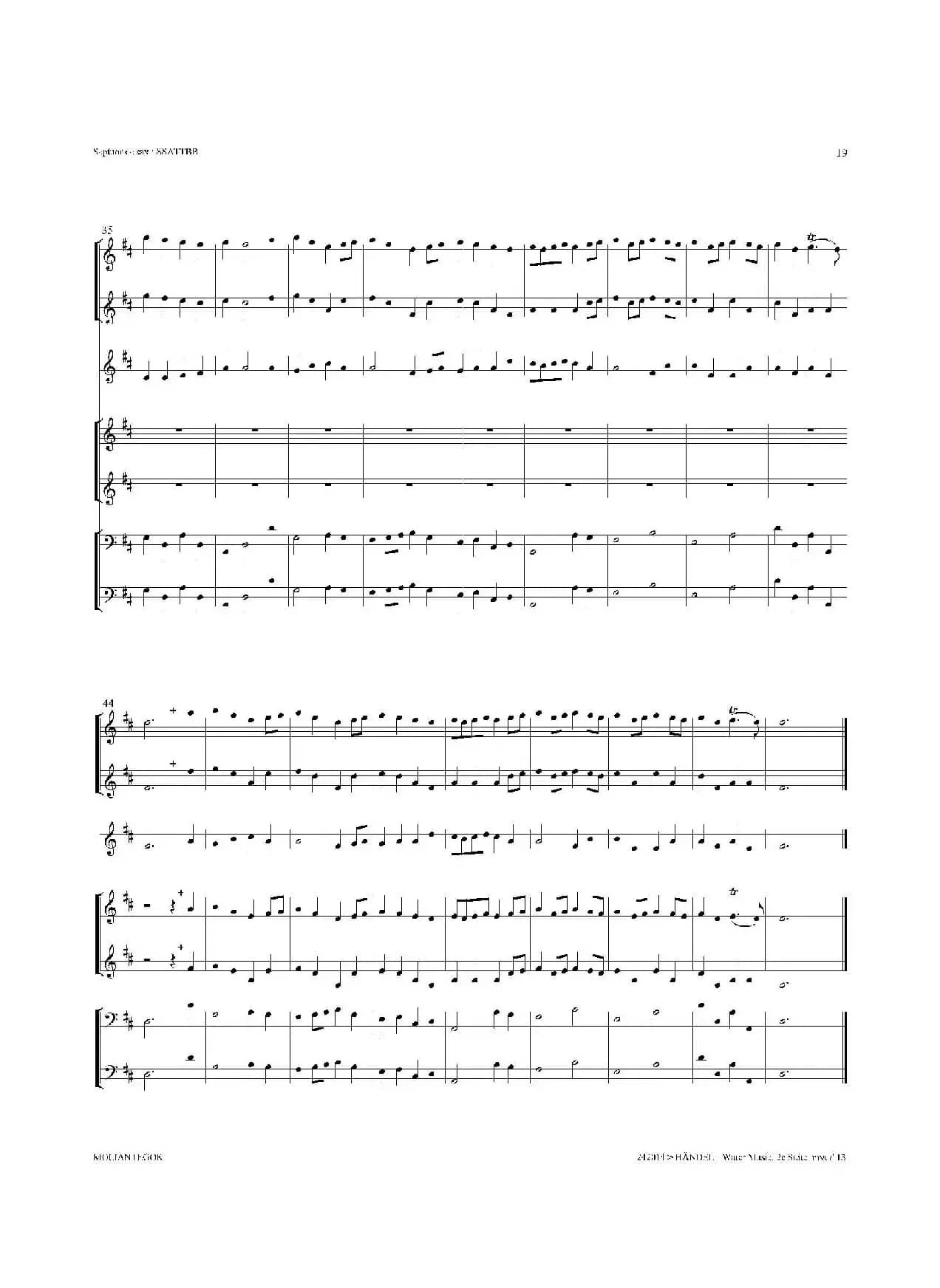 Water Music（HWV.349 No.2）（萨克斯合奏总谱）