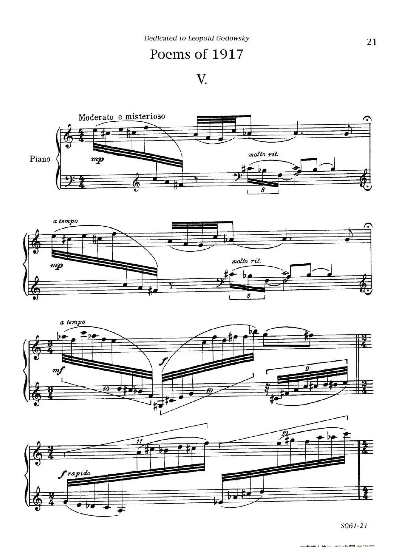 Poems of 1917 Op.41（1917之诗 5. 战争之夜的沉思）