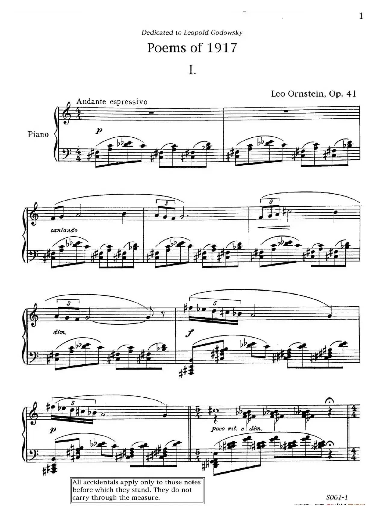 Poems of 1917 Op.41（1917之诗 1. 荒岛）