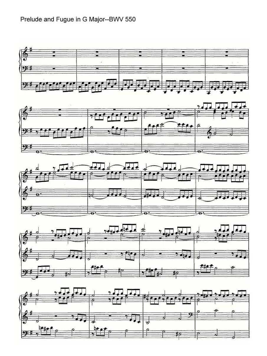 Prelude and Fugue in G Major--BWV 550（管风琴谱）