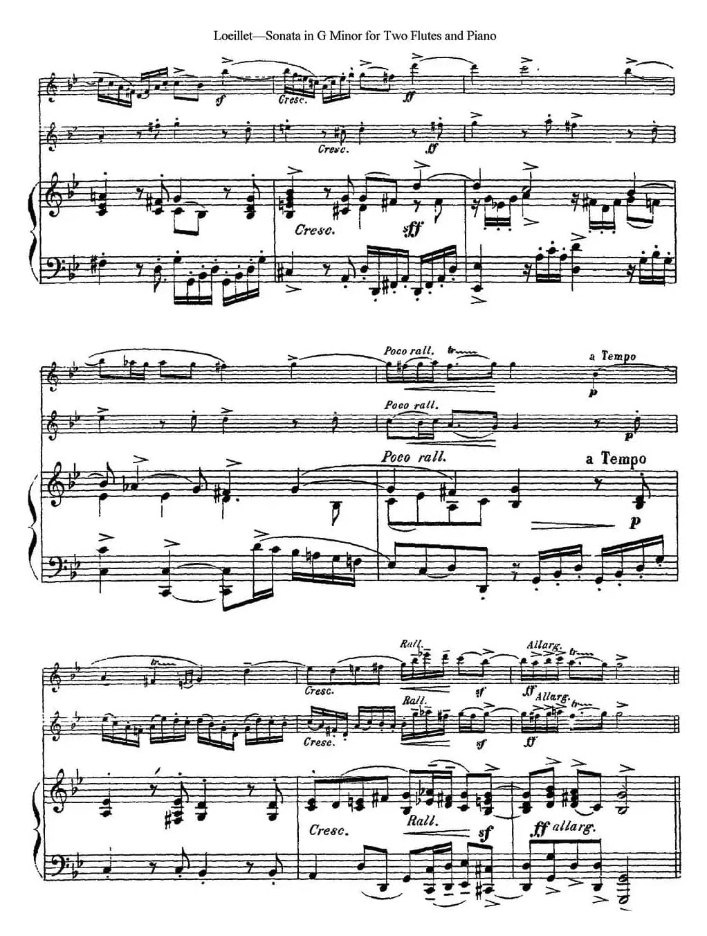 罗埃莱特G小调双长笛与钢琴奏鸣曲