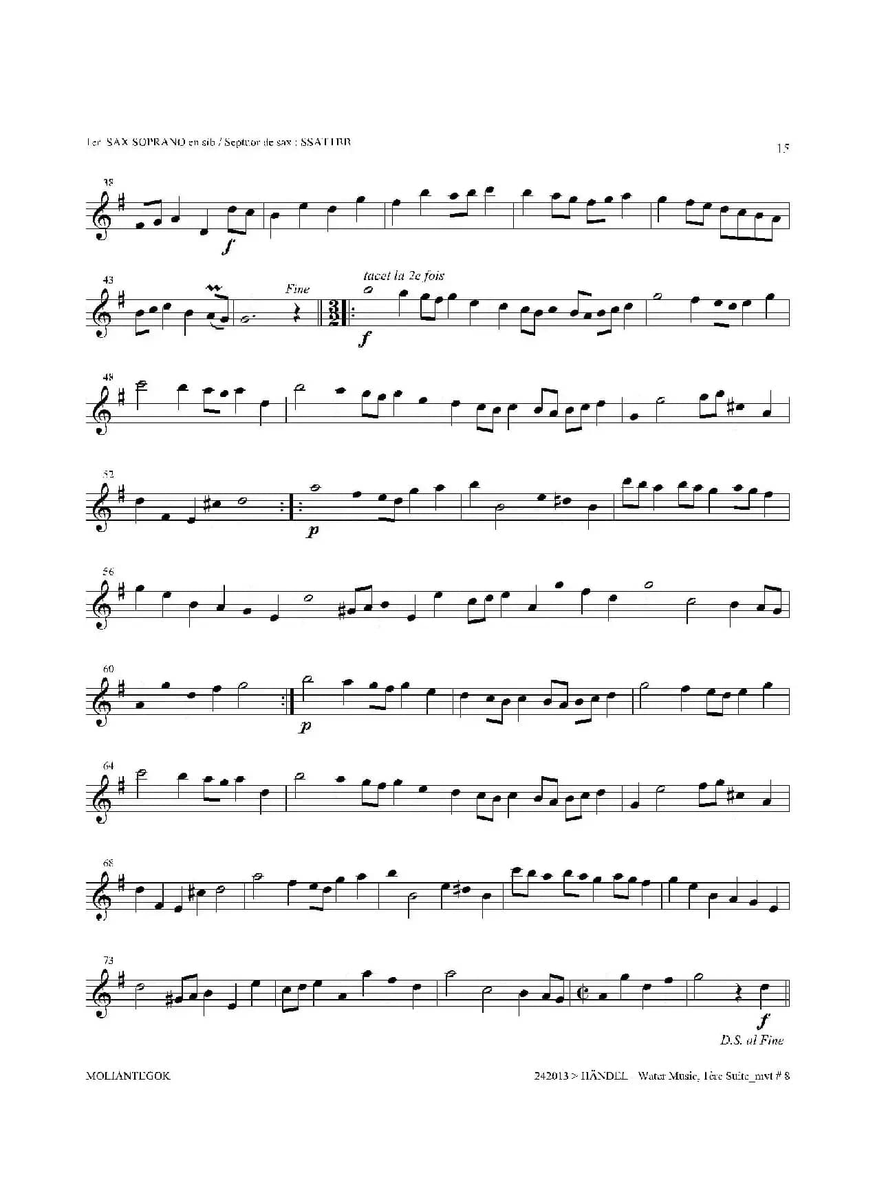 Water Music（HWV.348 No.1）（第一高音萨克斯）
