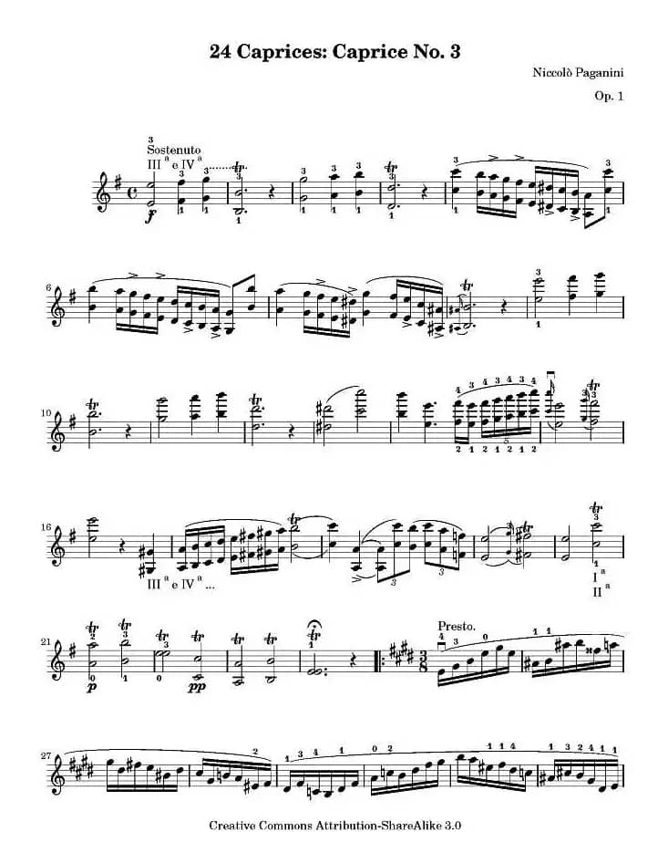 帕格尼尼24首随想曲No.3