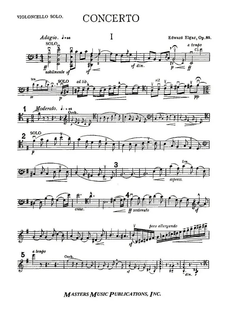 Edward Elgar Concerto e Minor Op85 For Cello（Cel）