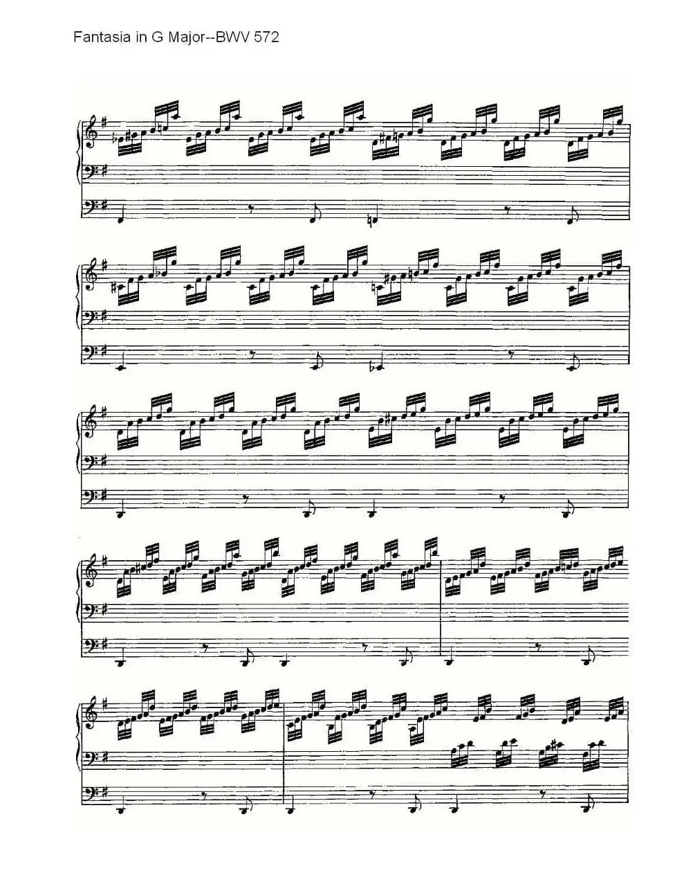 Fantasia in G Major--BWV 572 （管风琴谱）