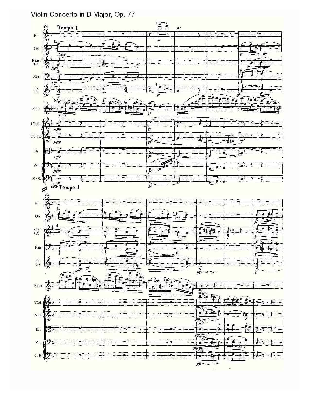 D大调小提琴协奏曲, Op.77第二乐章