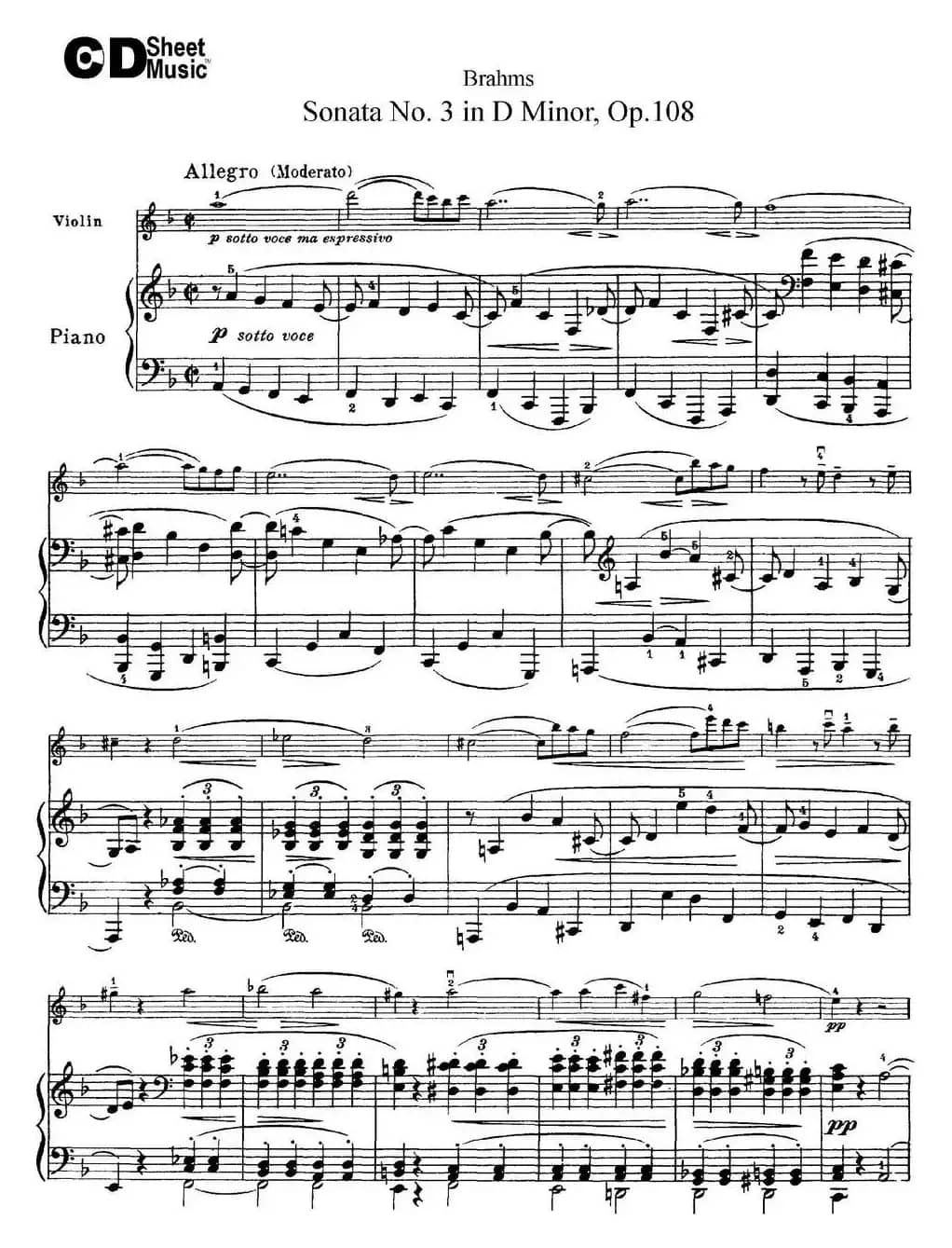 Violin Sonata No.3 in D Minor Op.108（小提琴+钢琴伴奏）