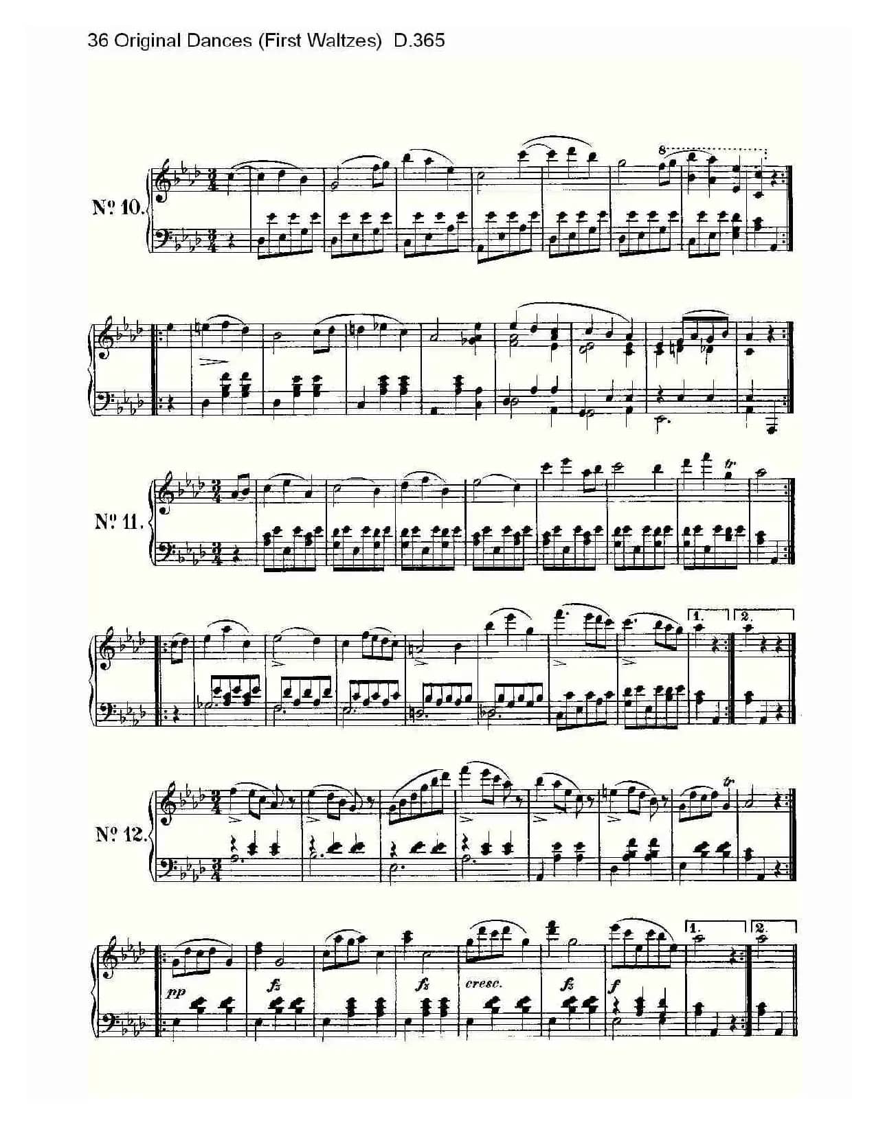 36 Original Dances（First Waltzes) D.36）