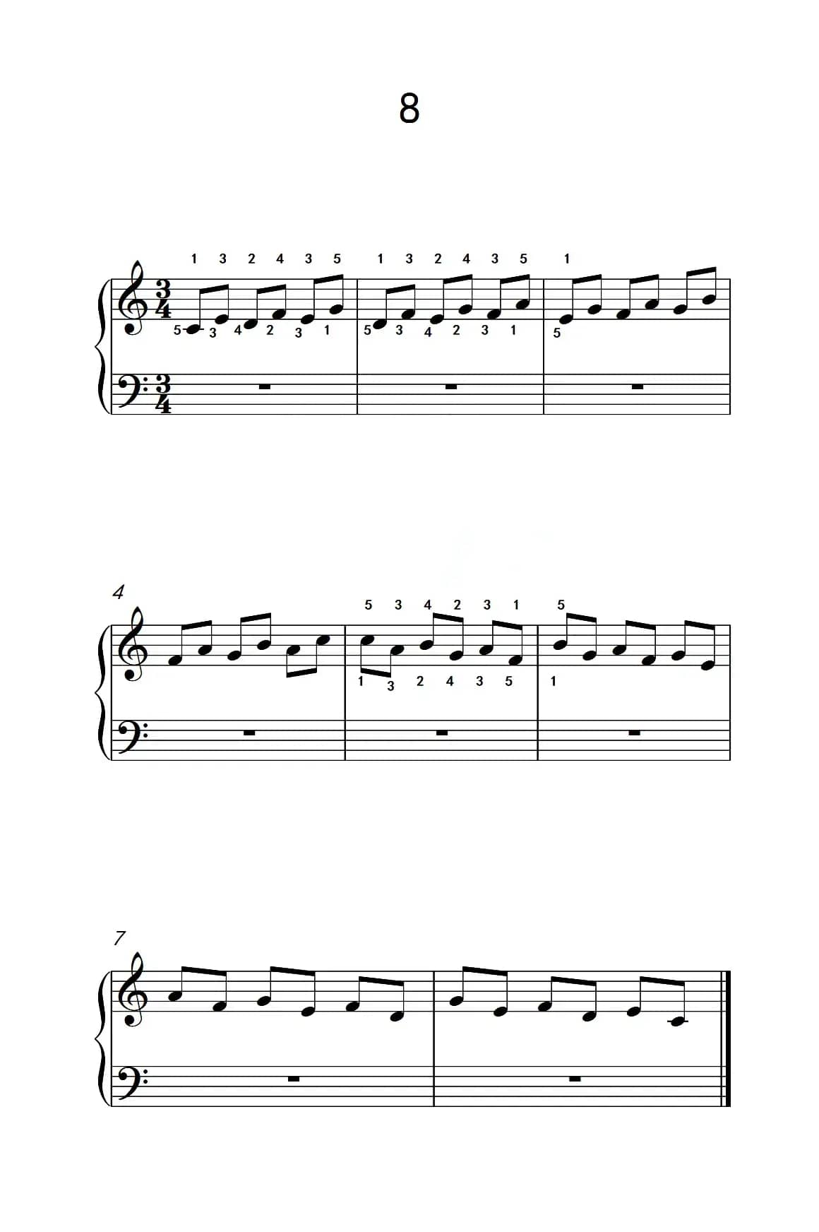 非连音练习 8（儿童钢琴手指练习 2）