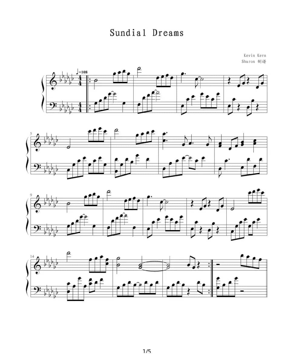 Sundial Dreams（Sharon制谱版）