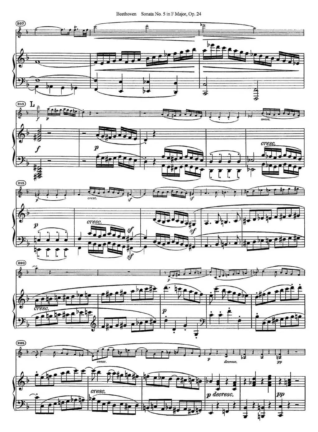 Violin Sonata No.5 in F Major Op.24（小提琴+钢琴伴奏）