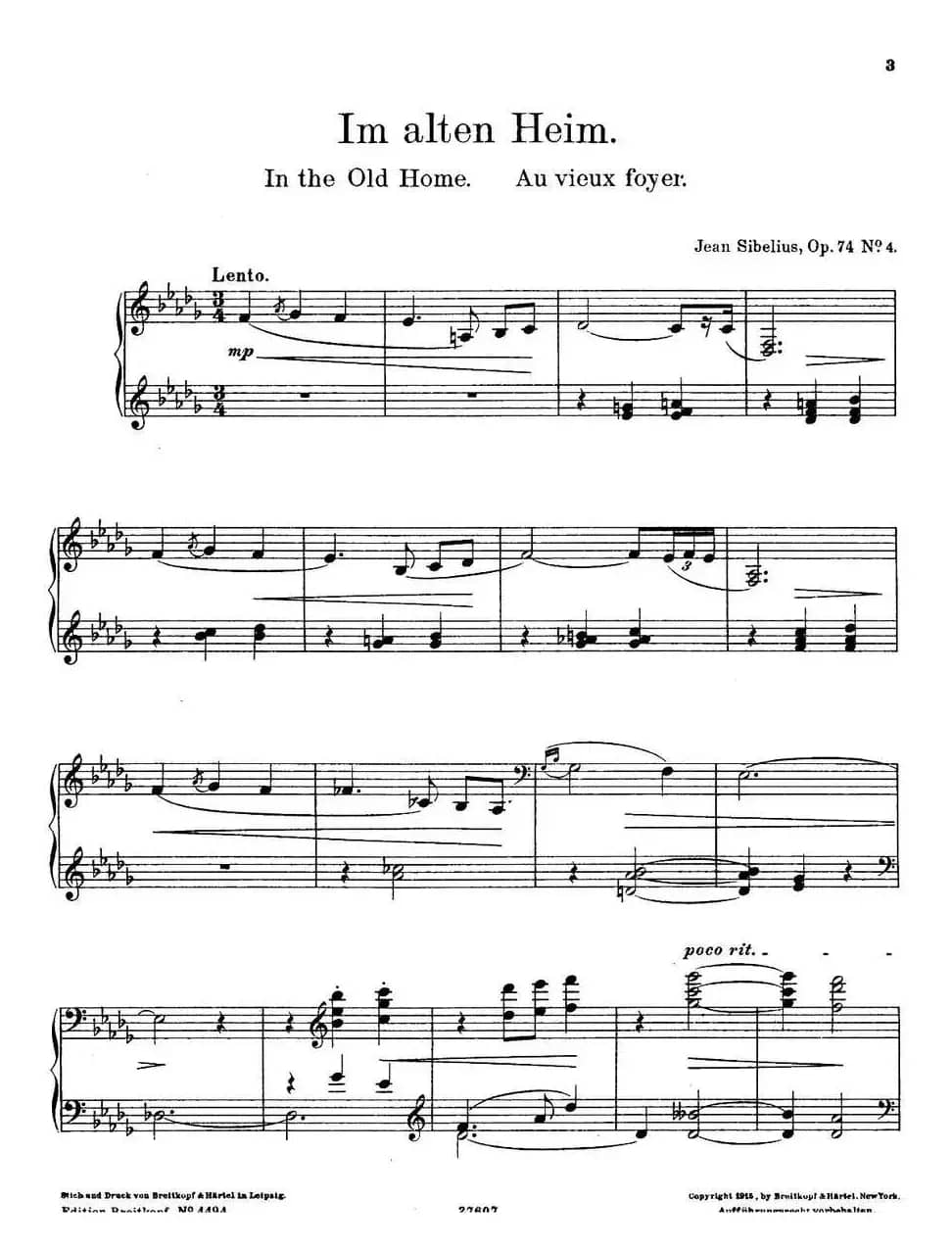 4 Lyric Pieces Op·74（4首抒情小品·4）