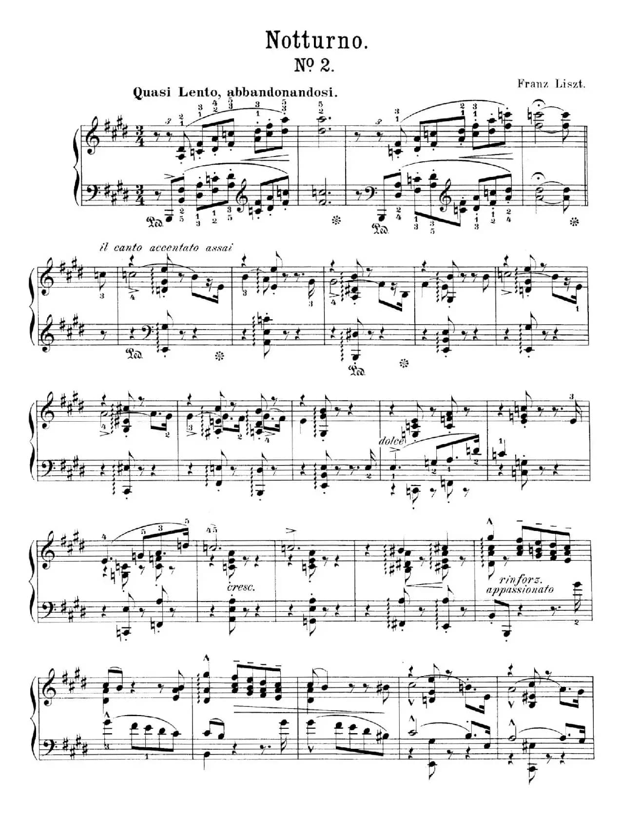 Notturnos S.541(3首夜曲“爱之梦”·2)