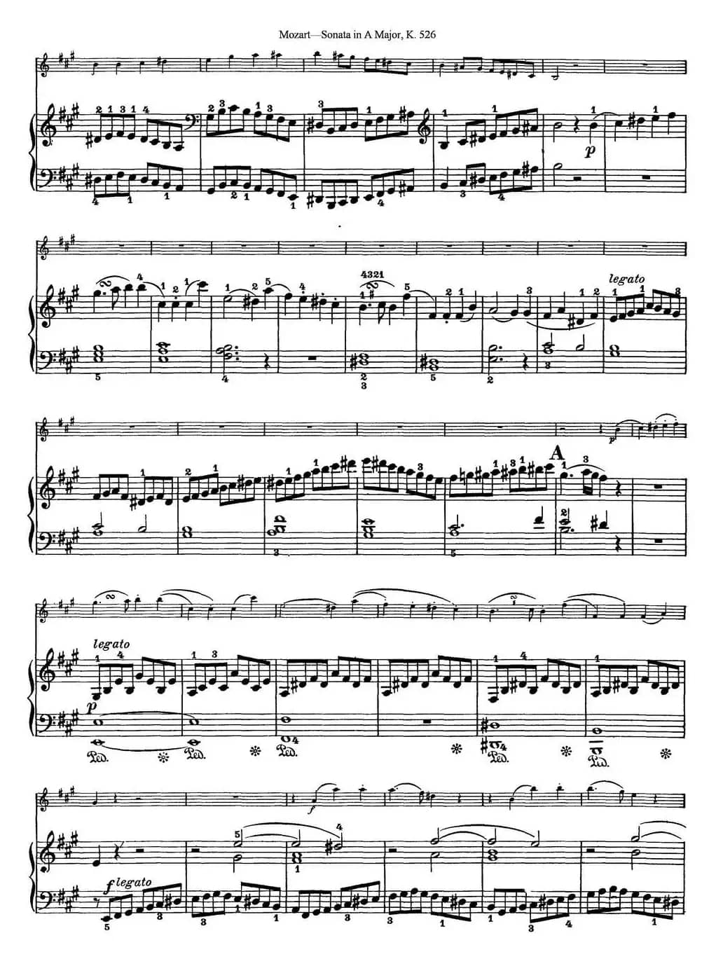 Violin Sonata in A Major K.526（小提琴+钢琴伴奏）
