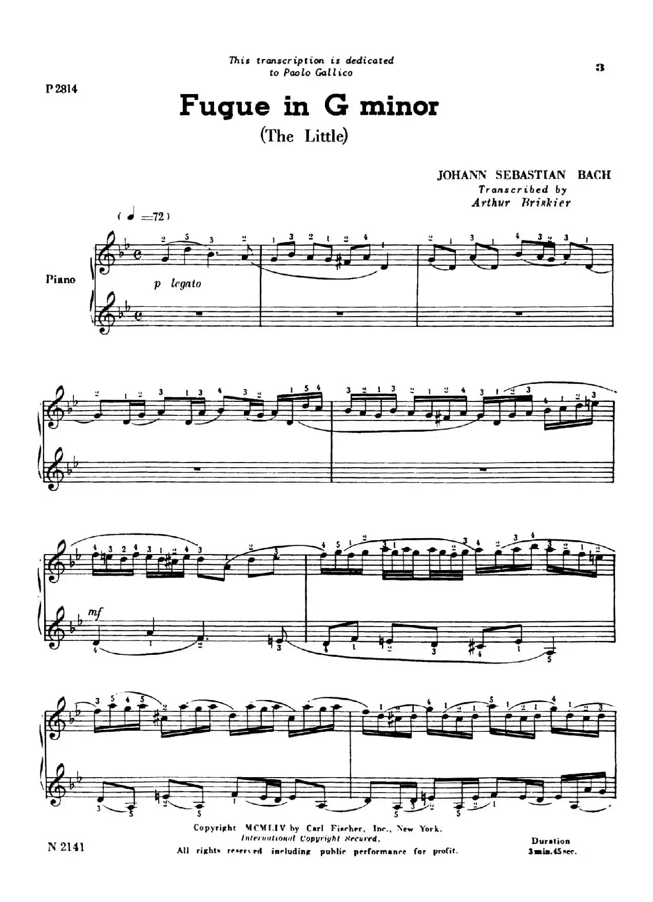 g小调赋格 BWV 578