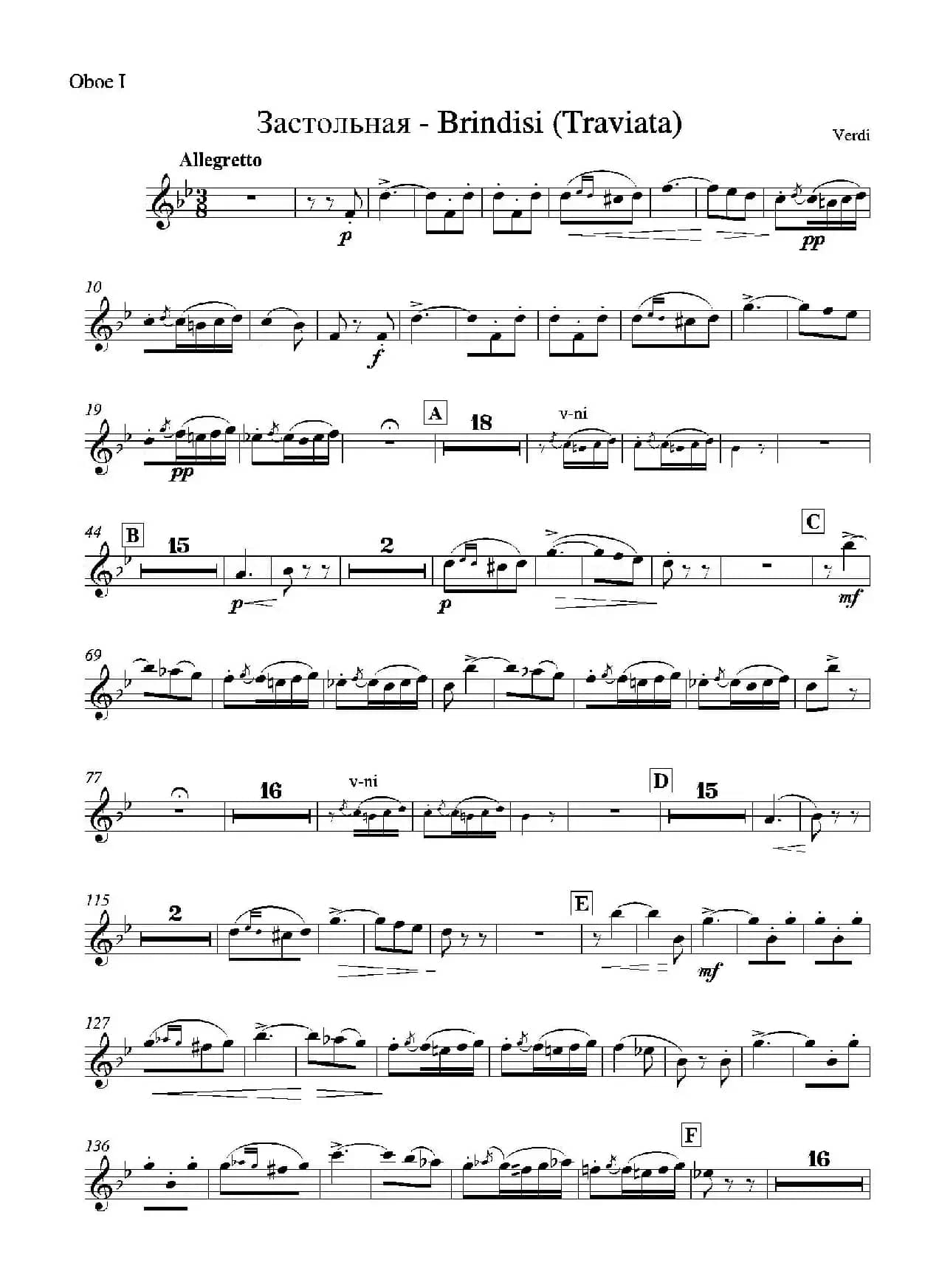 Brindisi （La Traviata）（管弦乐队分谱）