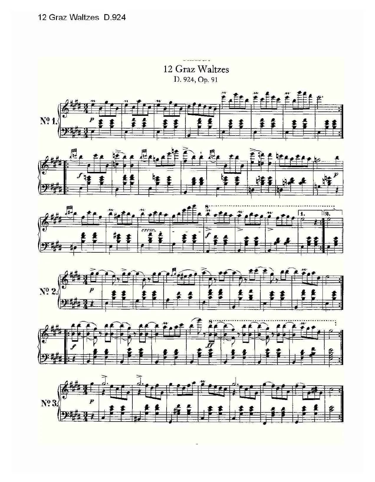12 Graz Waltzes D.924（12格拉茨快步舞 D.924）