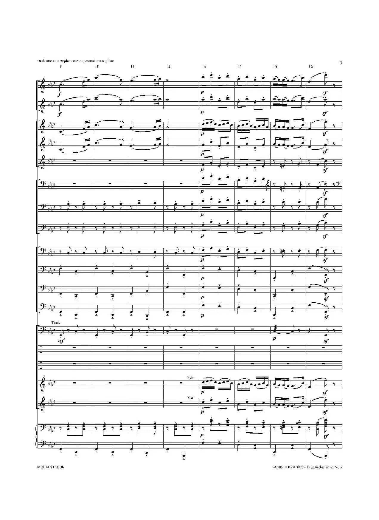 Ungarische Tnze No 5（十五重奏总谱）