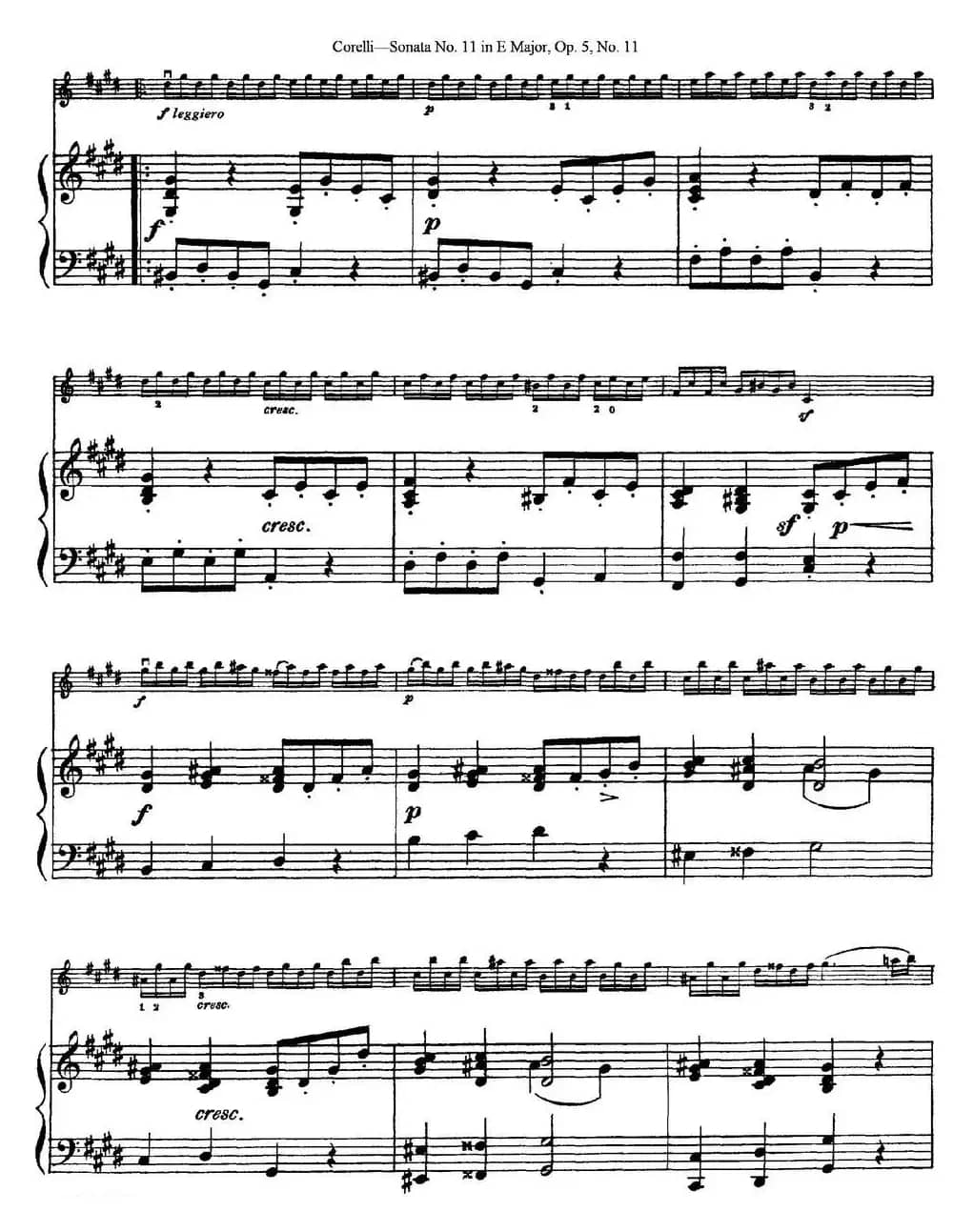 Sonata No.11 in E Major Op.5 No.11（小提琴+钢琴伴奏）