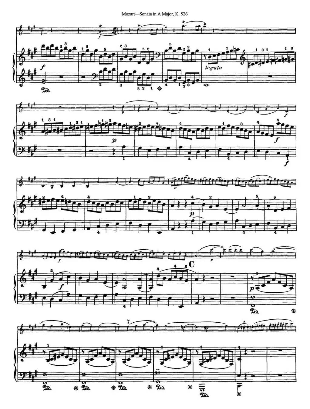 Violin Sonata in A Major K.526（小提琴+钢琴伴奏）