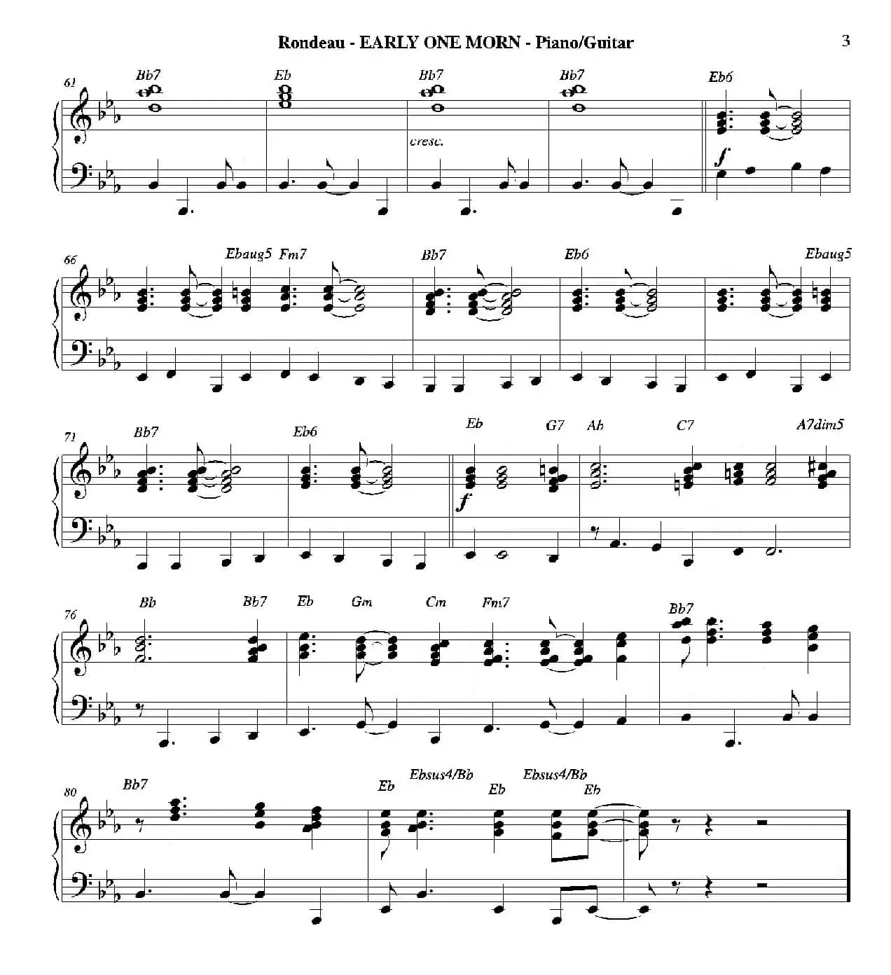 EARLY ONE MORN（钢琴吉他分谱）