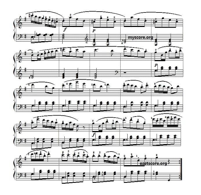 车尔尼《小钢琴家》（Czerny 823）第45首（曲谱及练习提示）