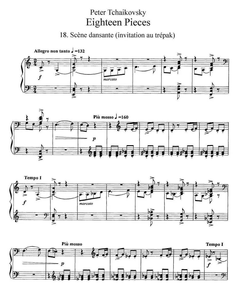 柴可夫斯基18首钢琴小品Op.72（18.Scene dansante(invitation au trepak)）