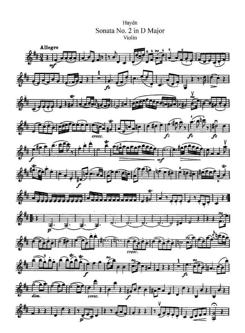 海顿D大调第二小提琴奏鸣曲
