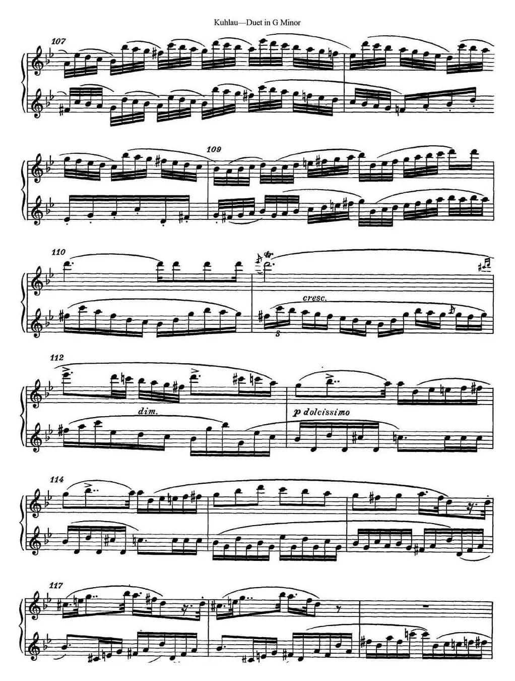 库劳g小调长笛二重奏练习曲（No.1）