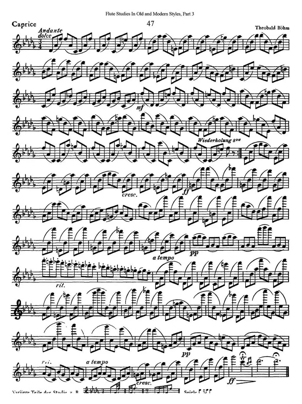 斯勒新老风格长笛练习重奏曲（第三部分）（NO.47）