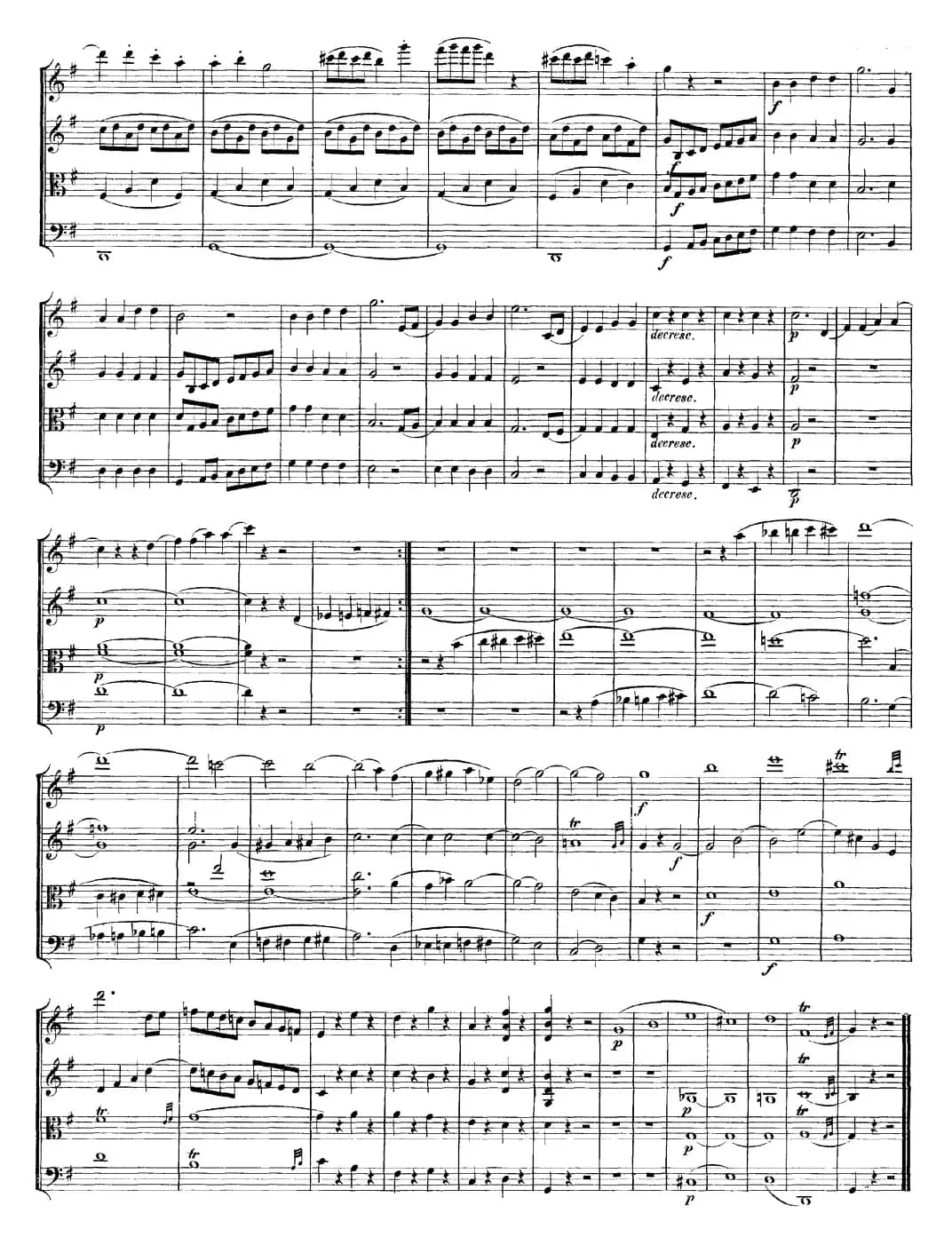 Mozart《Quartet No.14 in G Major,K.387》（总谱）