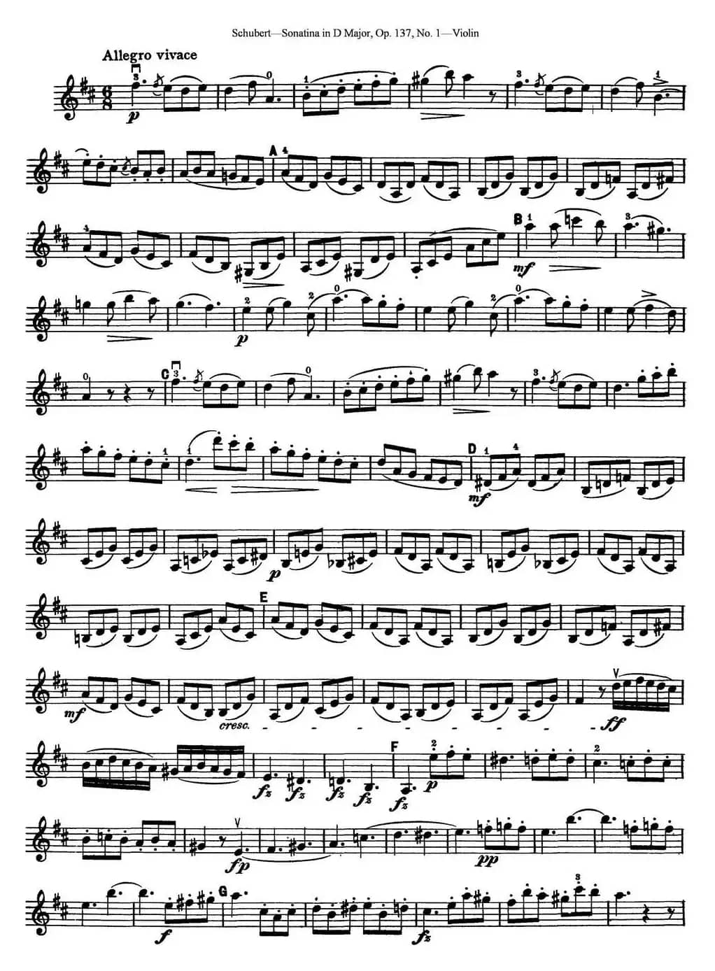 Violin Sonatina in D major Op.137 No.1