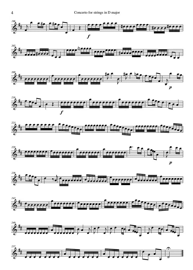 Concerto for strings in D Major（RV121、Violin Ⅰ分谱）
