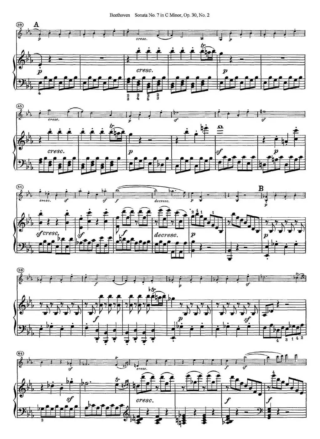 Violin Sonata No.7 in C Minor Op.30 No.2（小提琴+钢琴伴奏）