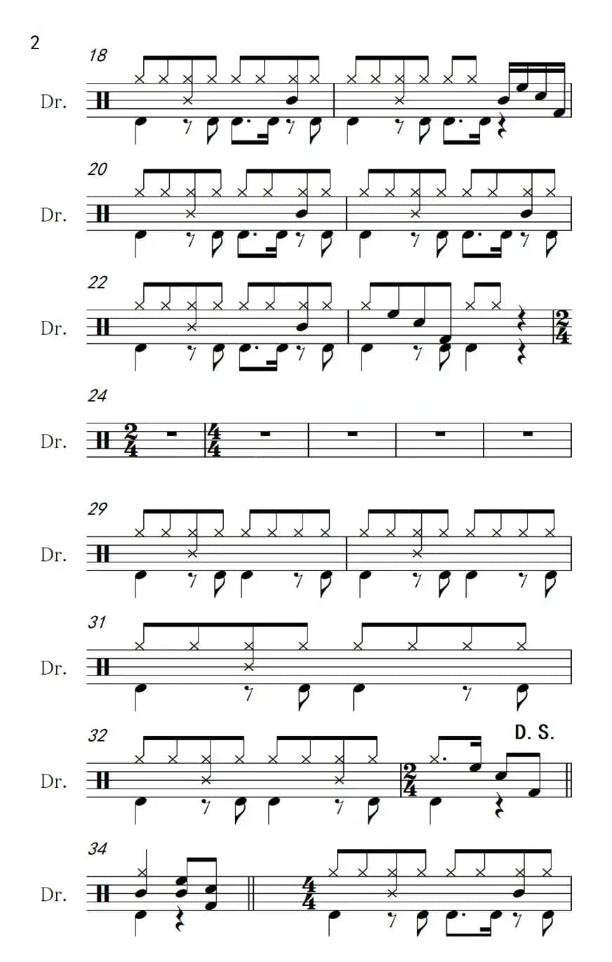 祝你平安（架子鼓谱）