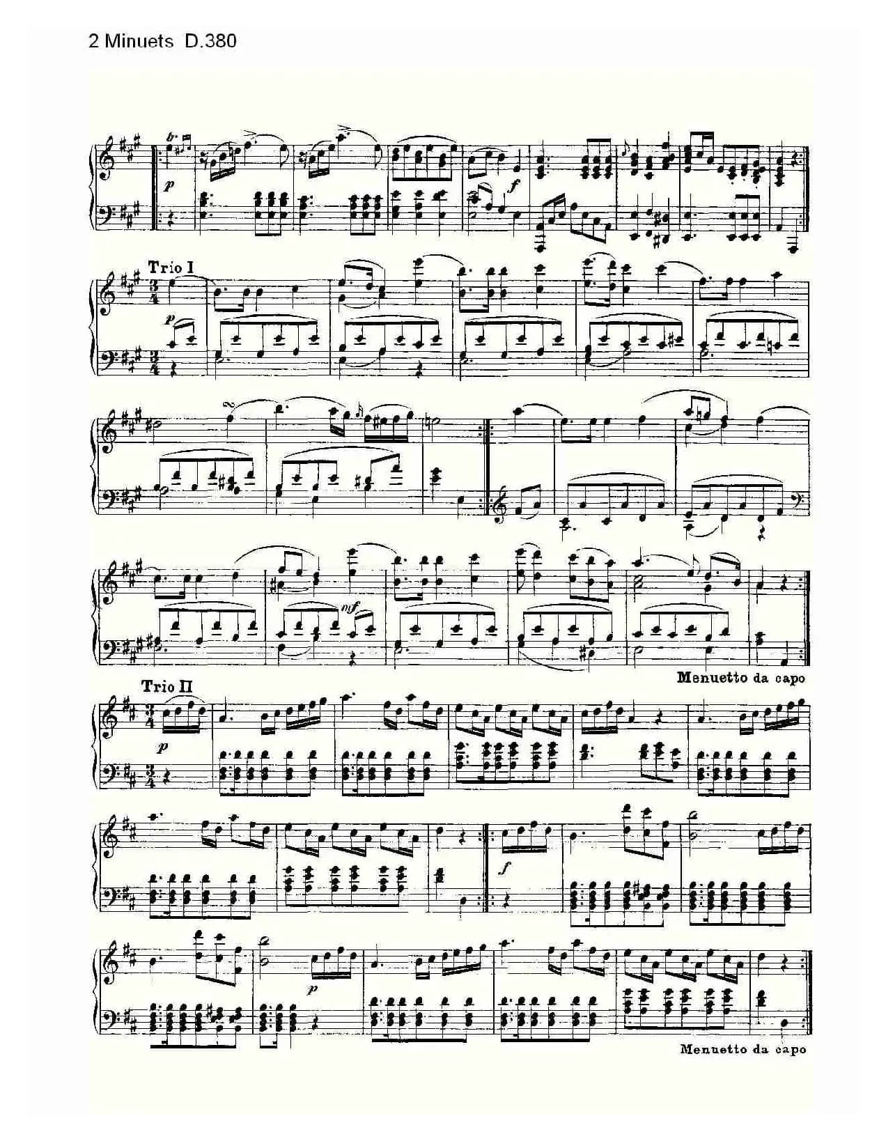 2 Minuets D.380（2 米奴哀小步舞曲 D.380）