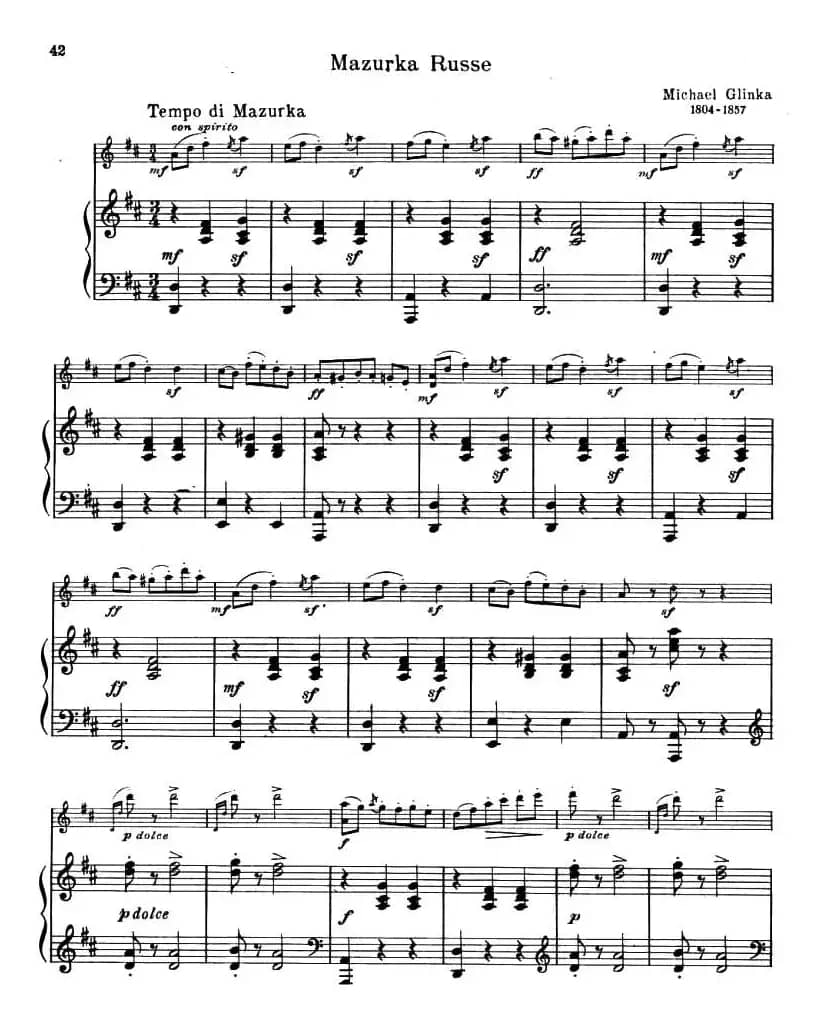 MAZURKA RUSSE（玛祖卡鲁塞）（小提琴+钢琴伴奏）