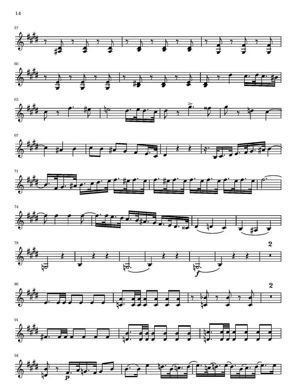 String Quartet nr.18 in E minor（E小调弦乐四重奏）（第二小提琴分谱）