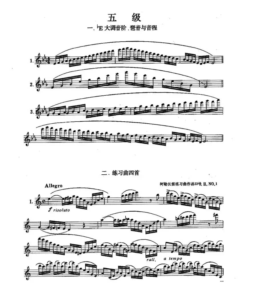 长笛五级考级曲谱