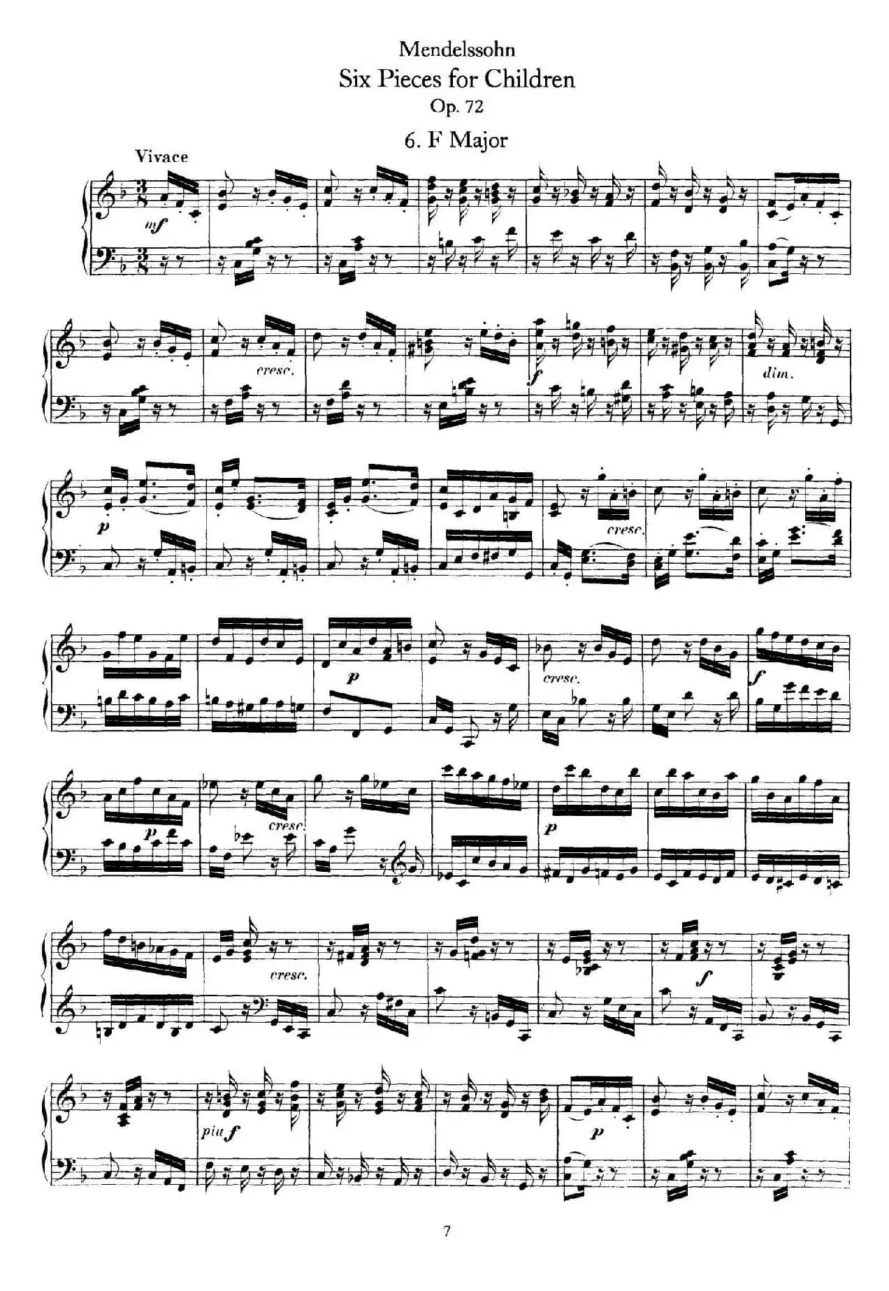 6 Pieces for Children Op.72（6首儿童钢琴曲6.F大调）