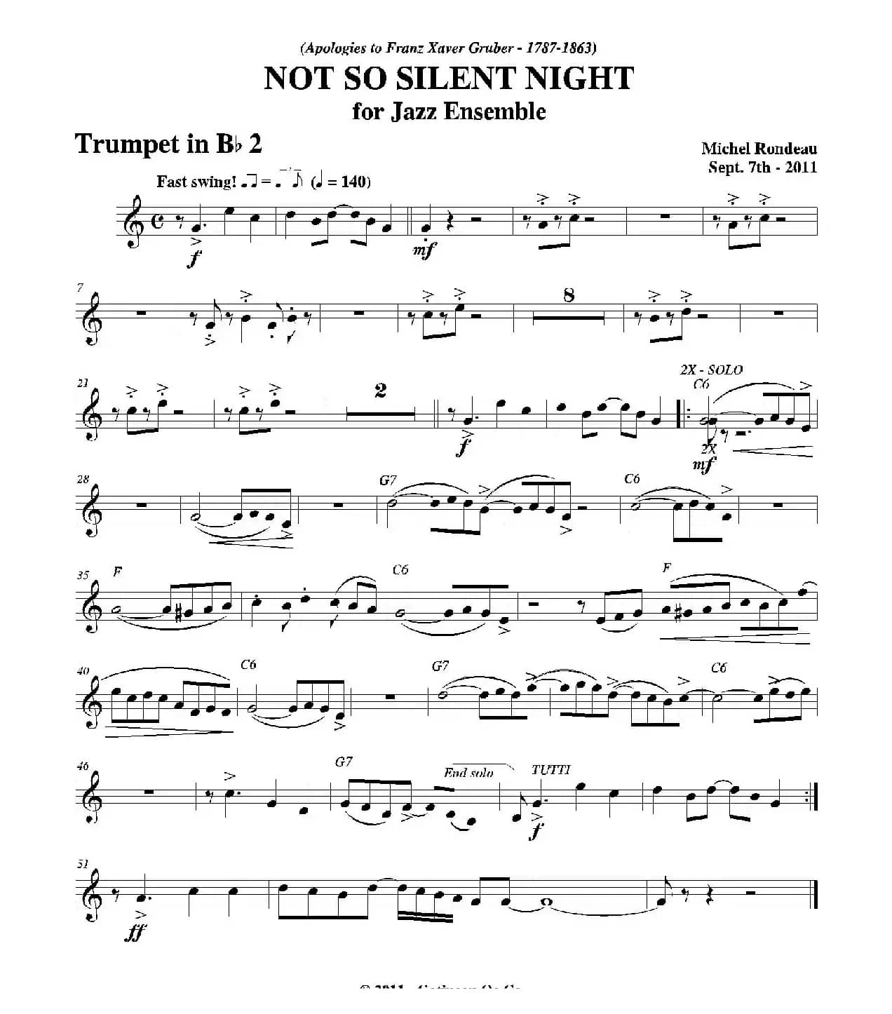 NOT SO SILENT NIGHT（第二降B小号分谱）