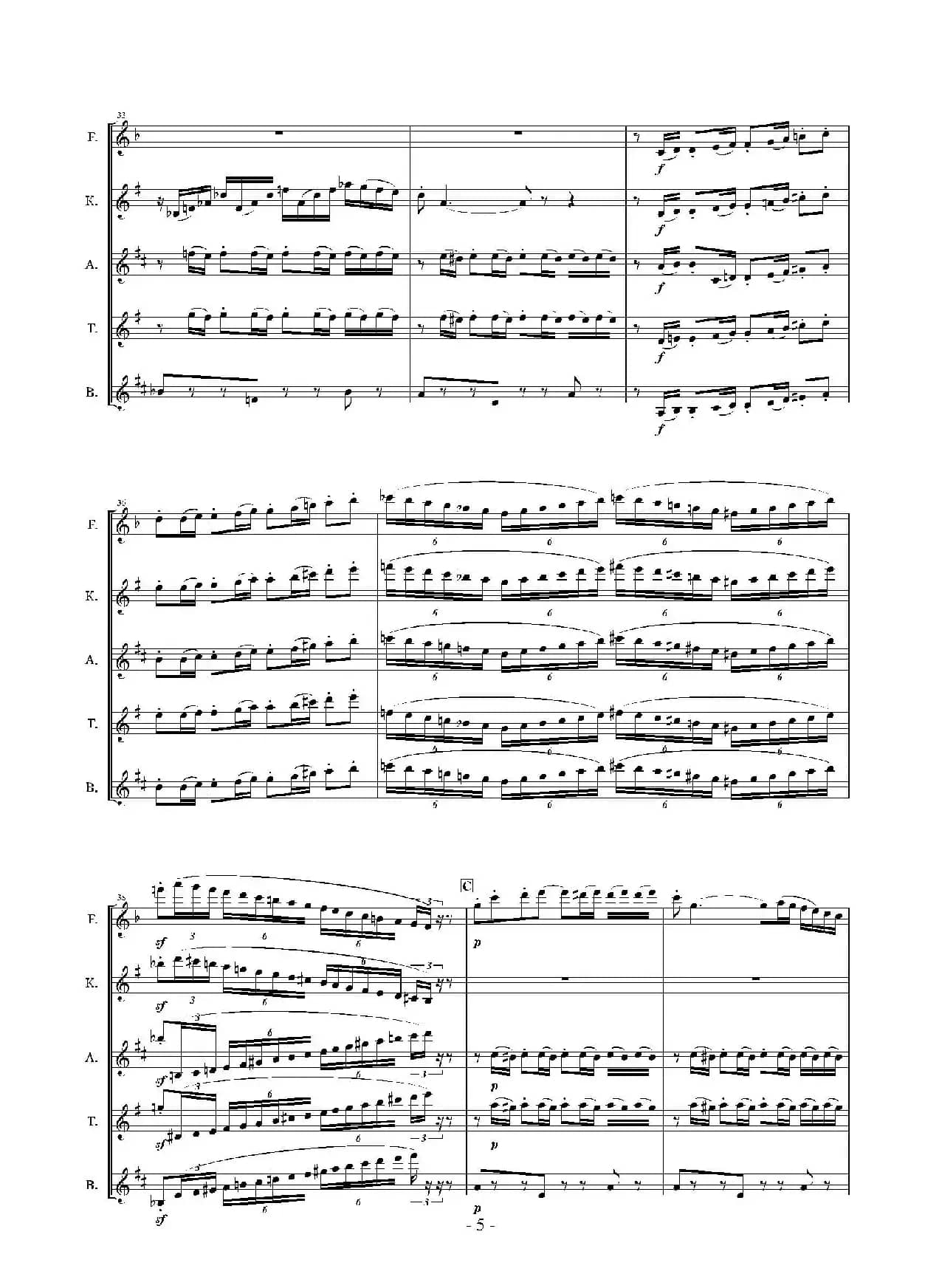 Landschaft mit Feldwege（木管五重奏、总谱）